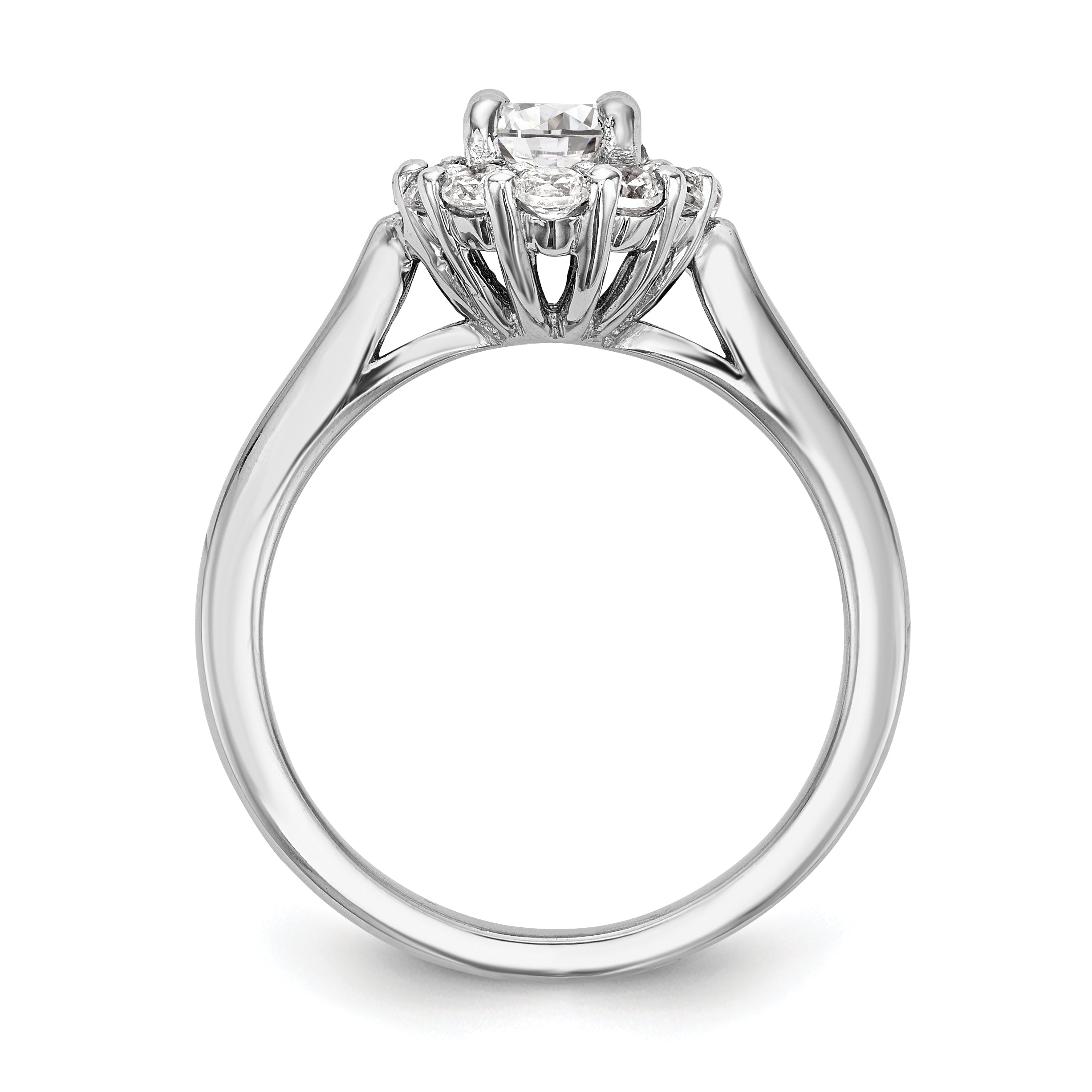 14K Weißgold Oval Heiligenschein Verlobung Synthetisch Diamant Ring