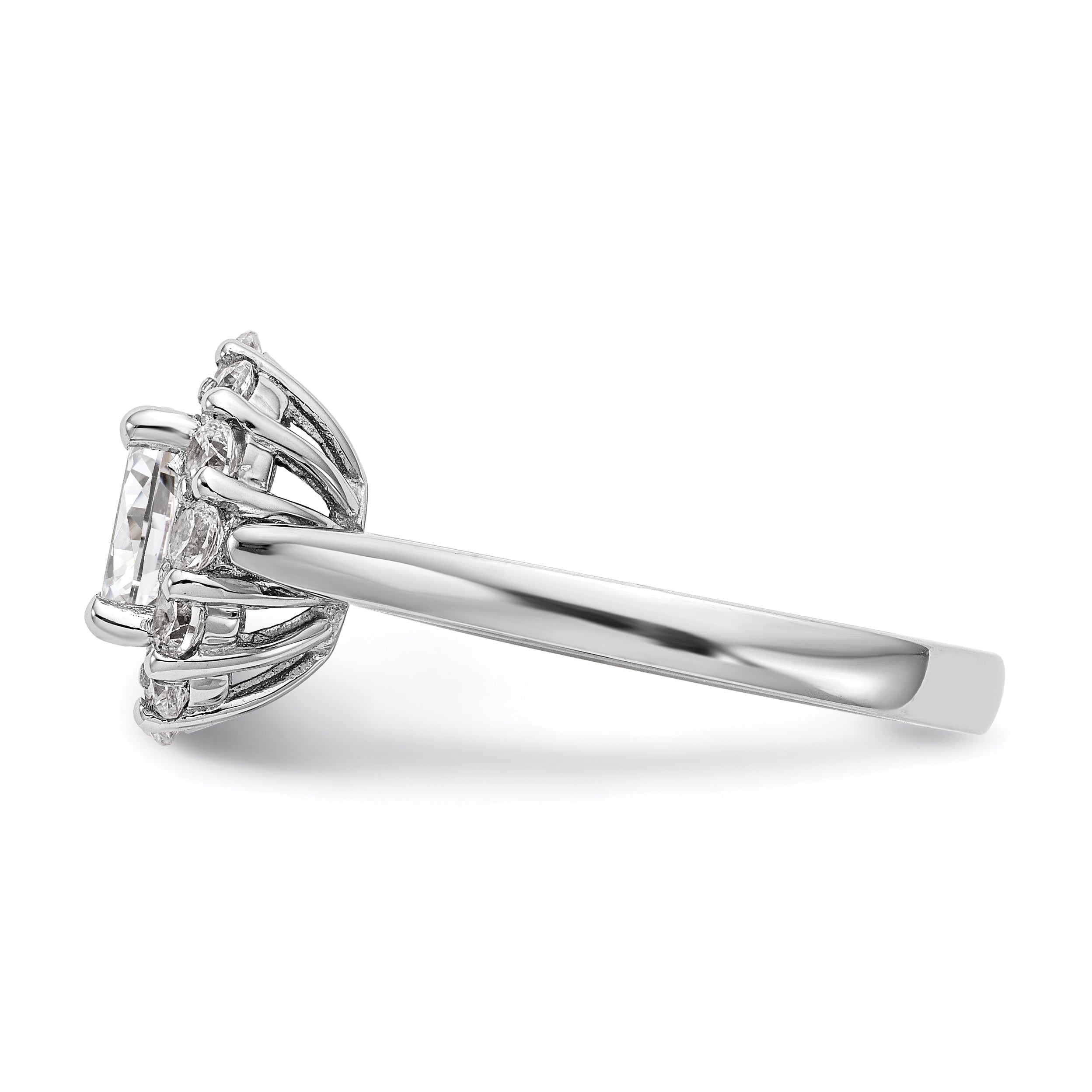 14K Weißgold Oval Heiligenschein Verlobung Synthetisch Diamant Ring