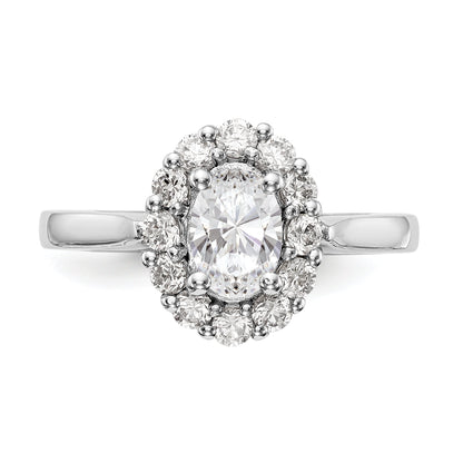 14K Weißgold Oval Heiligenschein Verlobung Synthetisch Diamant Ring