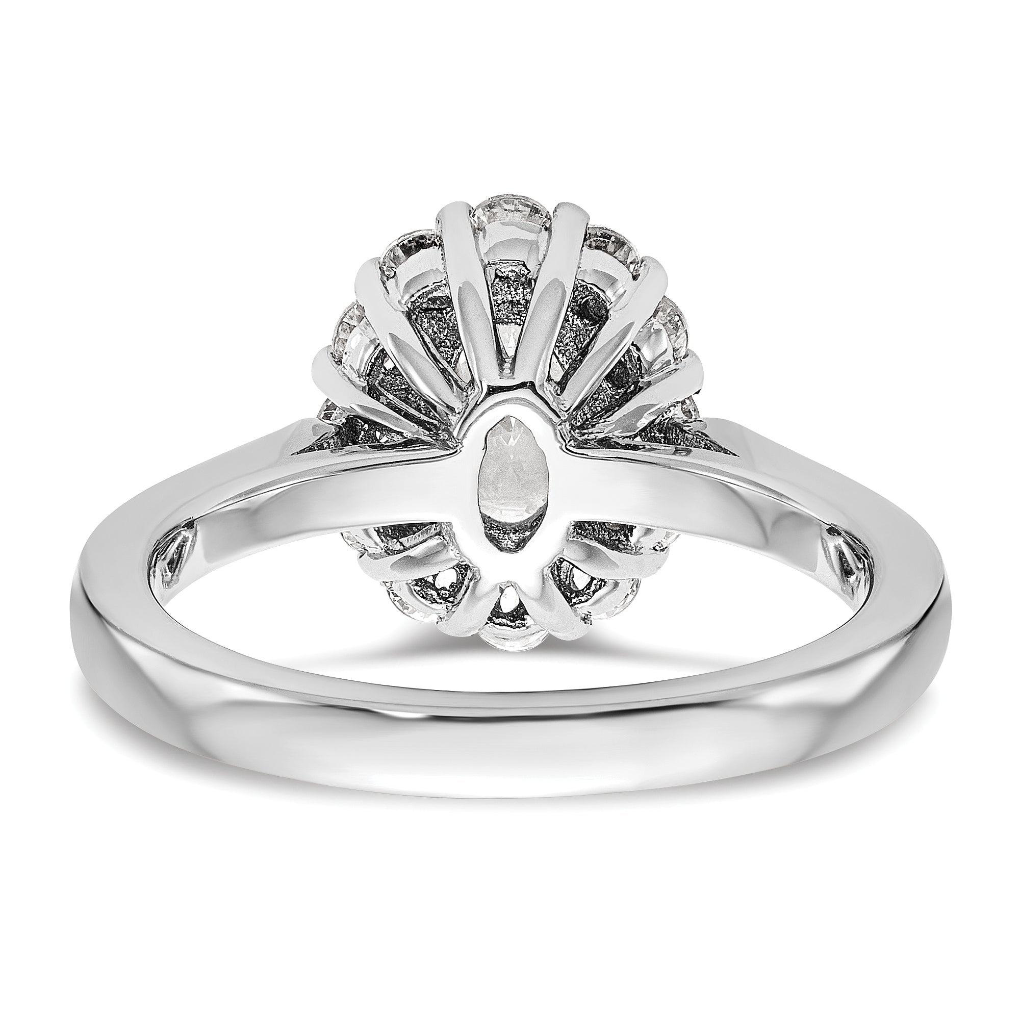 14K Weißgold Oval Heiligenschein Verlobung Synthetisch Diamant Ring