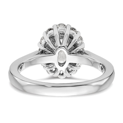 14K Weißgold Oval Heiligenschein Verlobung Synthetisch Diamant Ring