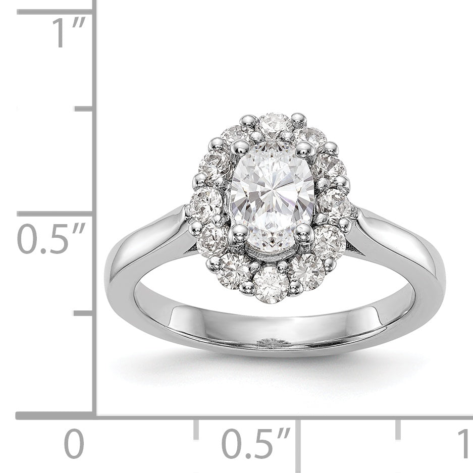 14K Weißgold Oval Heiligenschein Verlobung Synthetisch Diamant Ring