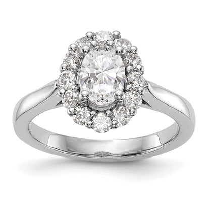 14K Weißgold Oval Heiligenschein Verlobung Synthetisch Diamant Ring