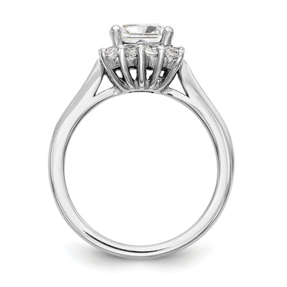 14 Karat Weißgold Verlobungsring mit Princess-Schliff und Halo aus simulierten Diamanten