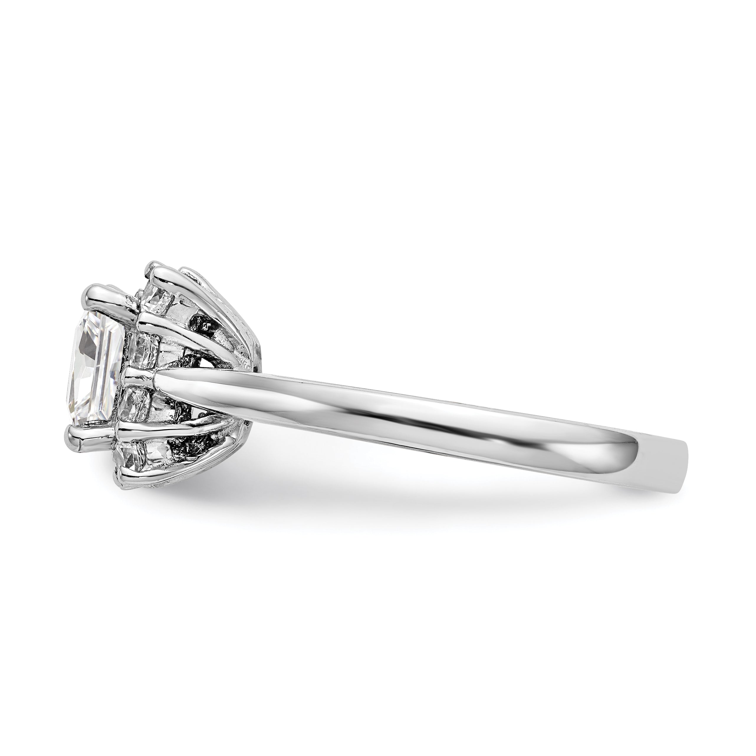 14 Karat Weißgold Verlobungsring mit Princess-Schliff und Halo aus simulierten Diamanten