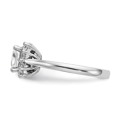14 Karat Weißgold Verlobungsring mit Princess-Schliff und Halo aus simulierten Diamanten