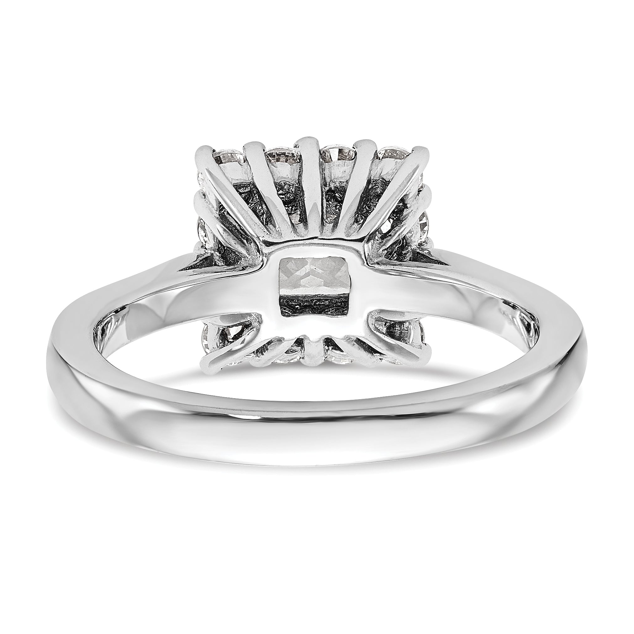 14 Karat Weißgold Verlobungsring mit Princess-Schliff und Halo aus simulierten Diamanten
