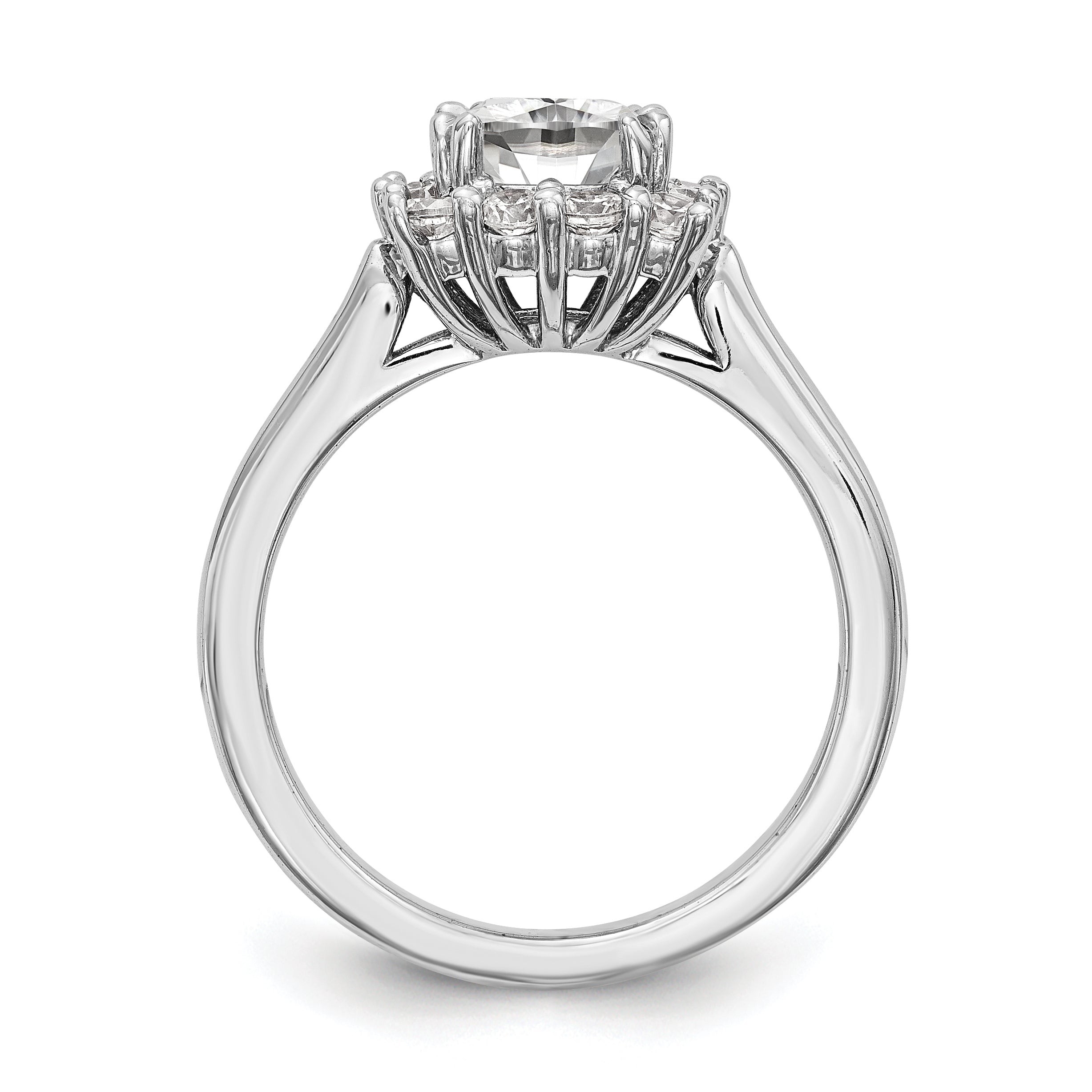 14K Weißgold Kissen Heiligenschein Verlobung Synthetisch Diamant Ring
