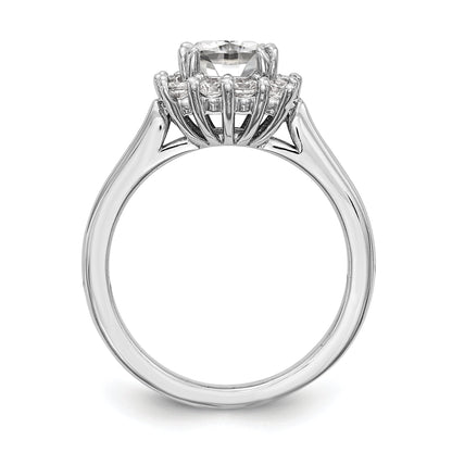 14K Weißgold Kissen Heiligenschein Verlobung Synthetisch Diamant Ring
