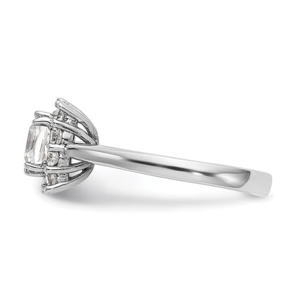 14K Weißgold Kissen Heiligenschein Verlobung Synthetisch Diamant Ring