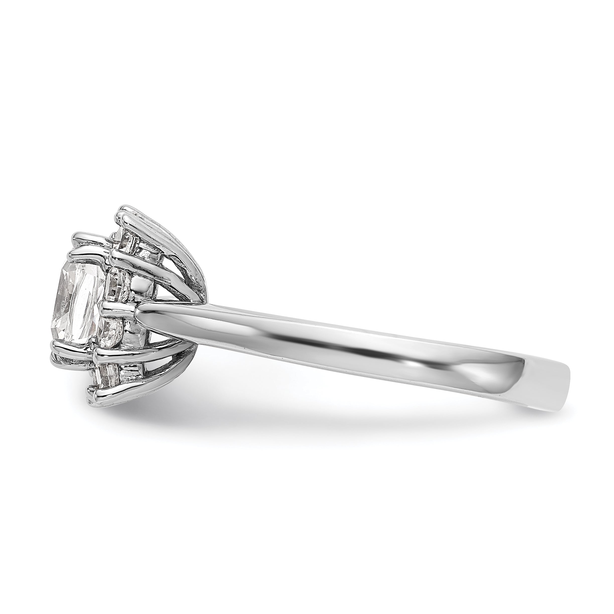 14K Weißgold Kissen Heiligenschein Verlobung Synthetisch Diamant Ring