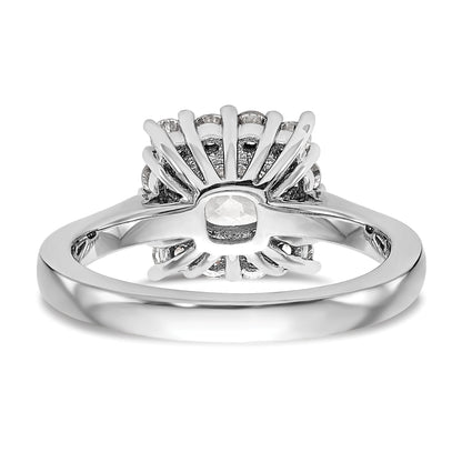 14K Weißgold Kissen Heiligenschein Verlobung Synthetisch Diamant Ring