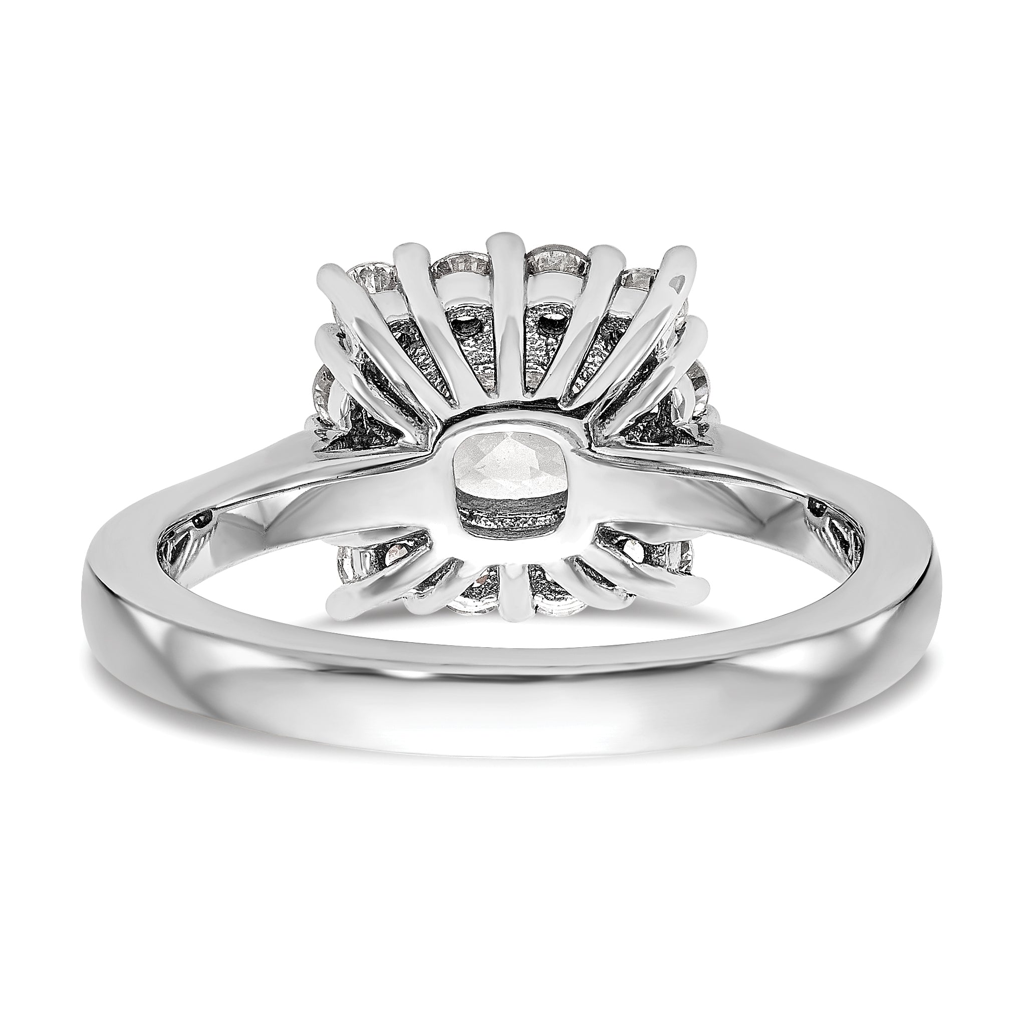 14K Weißgold Kissen Heiligenschein Verlobung Synthetisch Diamant Ring