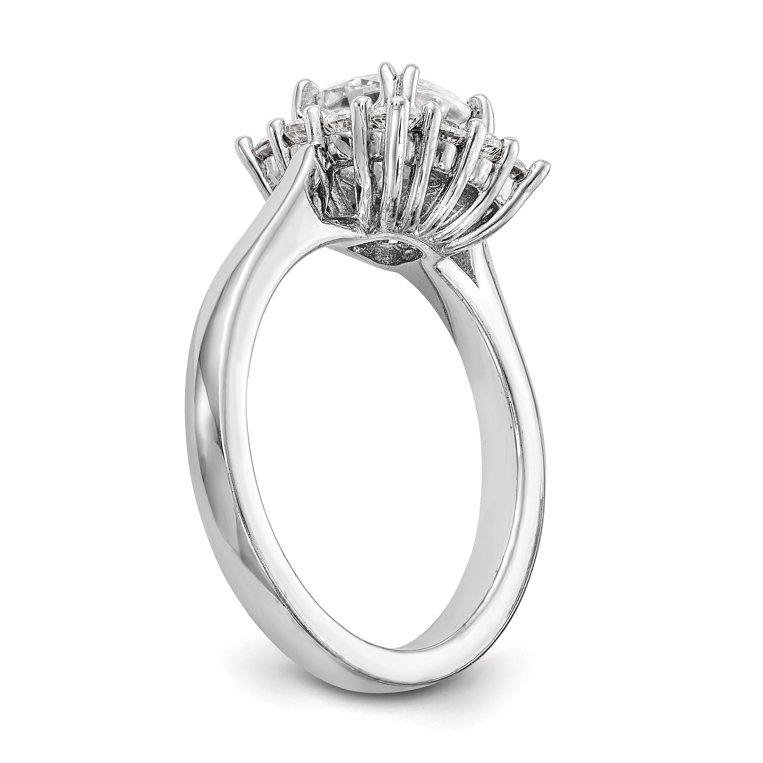 14K Weißgold Kissen Heiligenschein Verlobung Diamant Ring