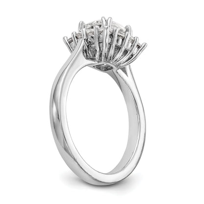 14K Weißgold Kissen Heiligenschein Verlobung Diamant Ring