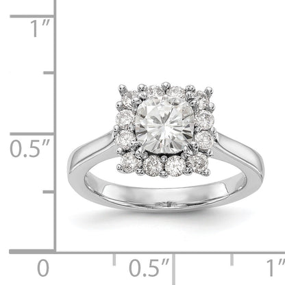 14K Weißgold Kissen Heiligenschein Verlobung Synthetisch Diamant Ring