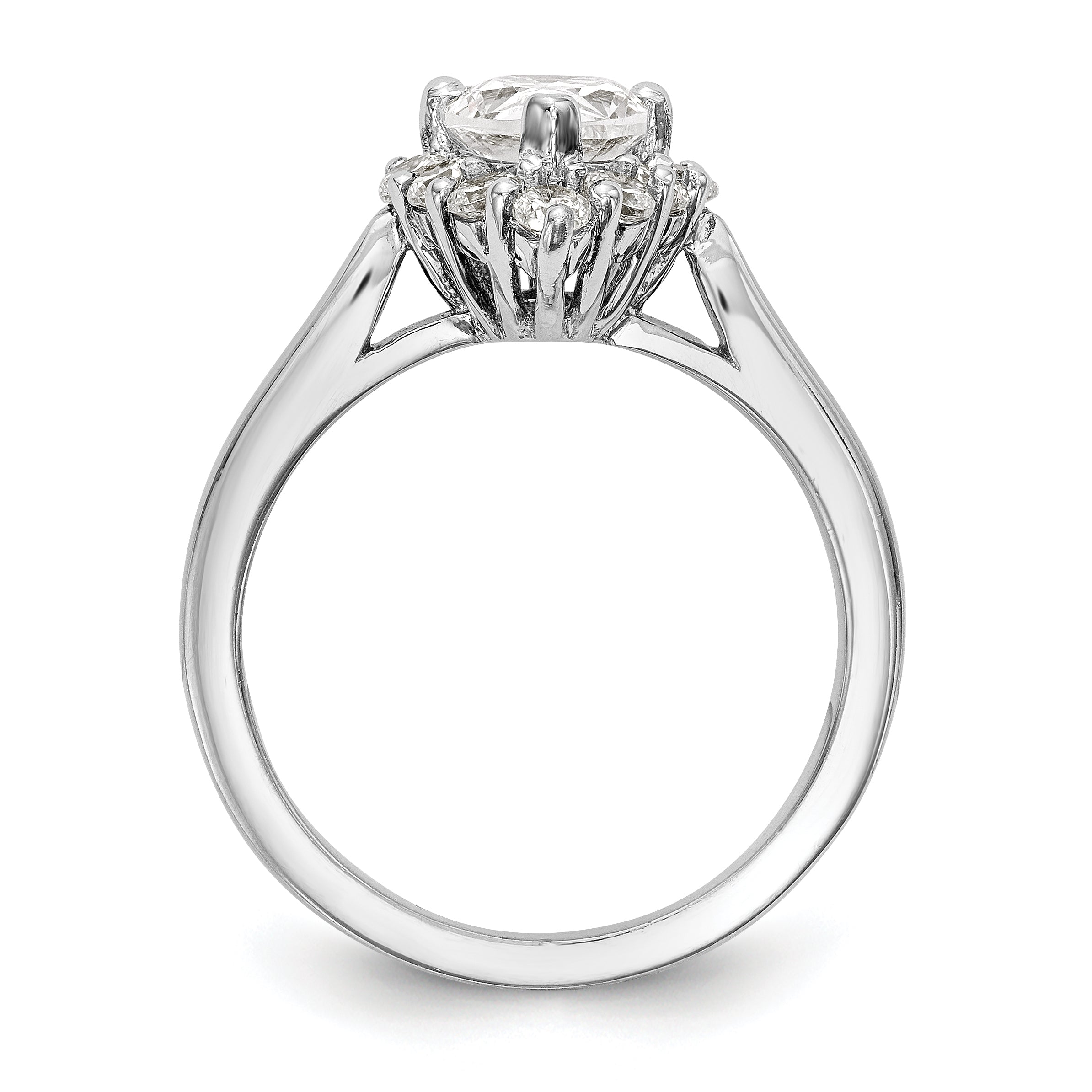 14K Weißgold Tropfen Heiligenschein Verlobung Synthetisch Diamant Ring