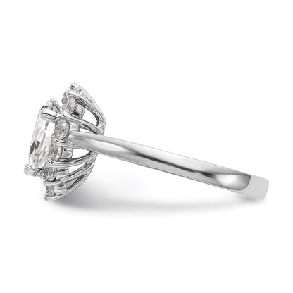 14K Weißgold Tropfen Heiligenschein Verlobung Synthetisch Diamant Ring