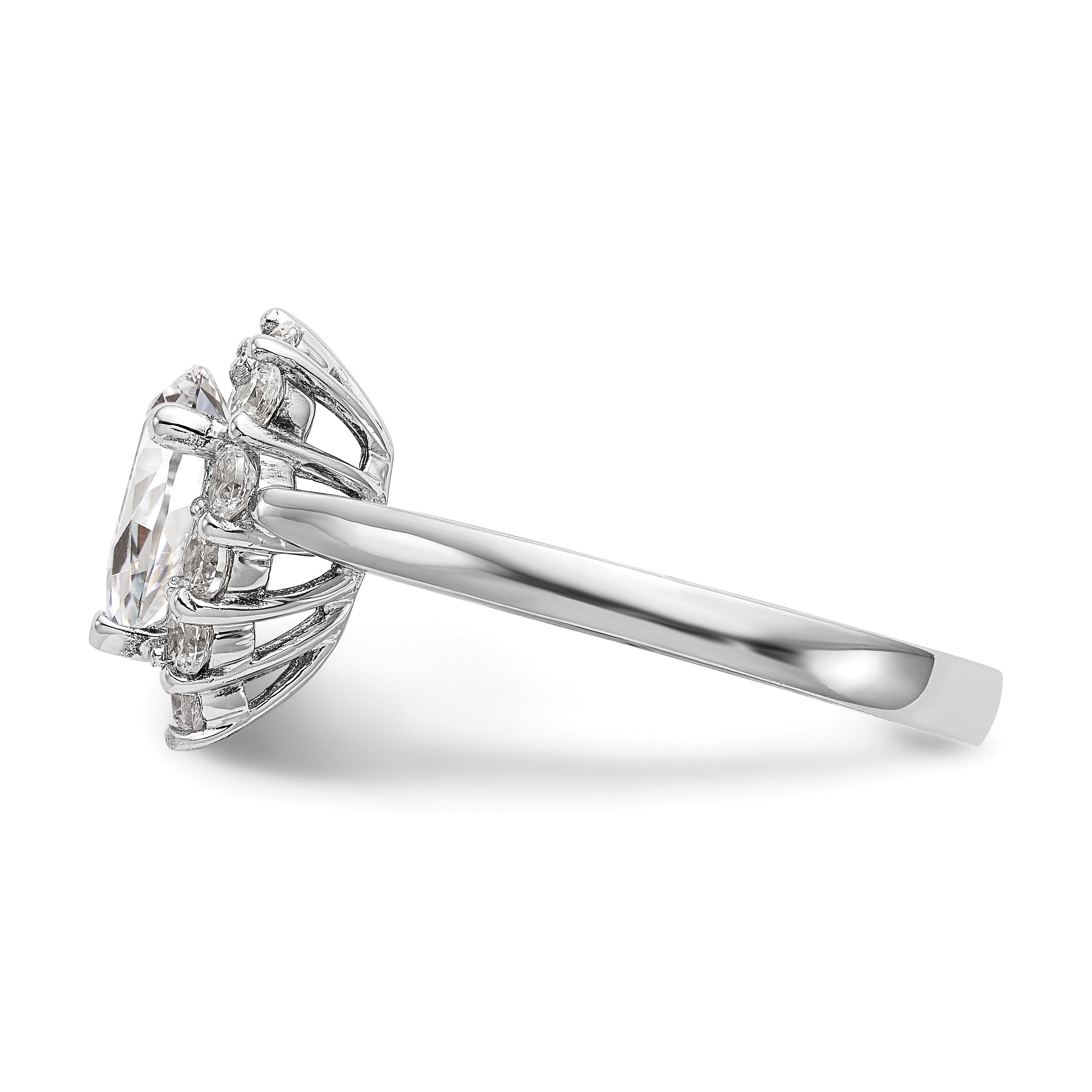 14K Weißgold Tropfen Heiligenschein Verlobung Synthetisch Diamant Ring