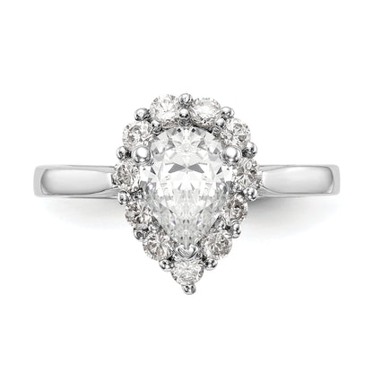 14K Weißgold Tropfen Heiligenschein Verlobung Synthetisch Diamant Ring
