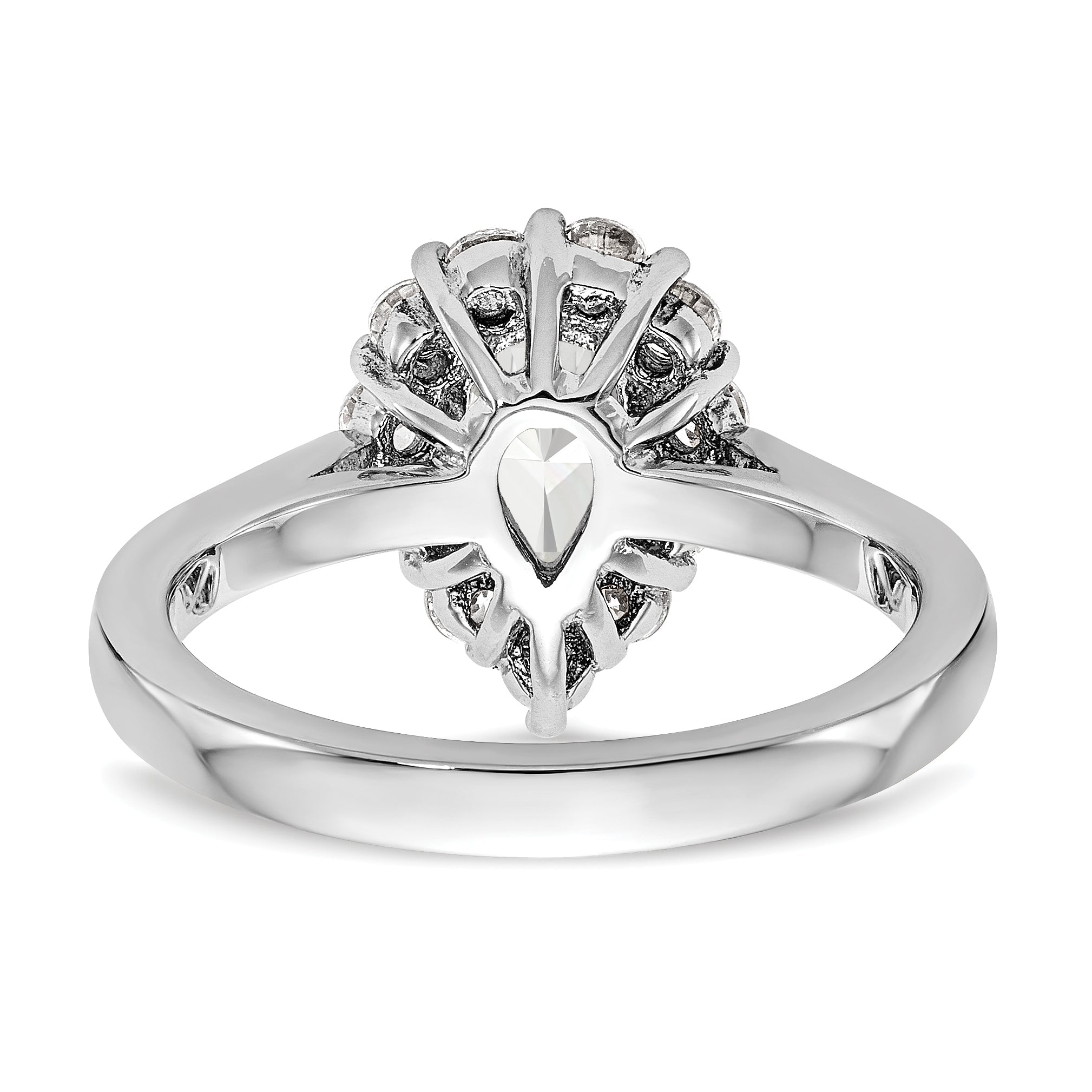 14K Weißgold Tropfen Heiligenschein Verlobung Synthetisch Diamant Ring