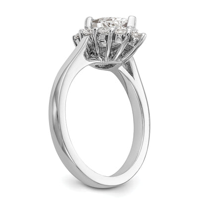 14K Weißgold Tropfen Heiligenschein Verlobung Synthetisch Diamant Ring