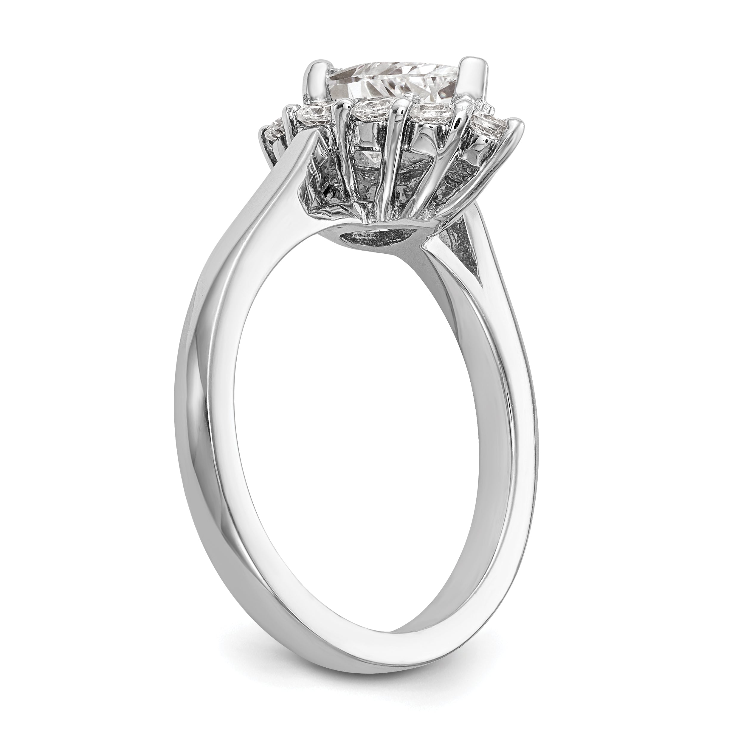 14K Weißgold Tropfen Heiligenschein Verlobung Synthetisch Diamant Ring