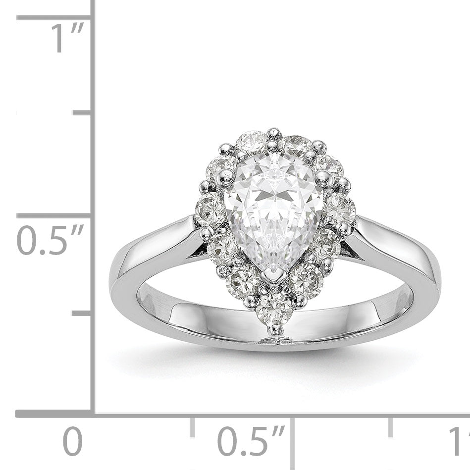 14K Weißgold Tropfen Heiligenschein Verlobung Synthetisch Diamant Ring