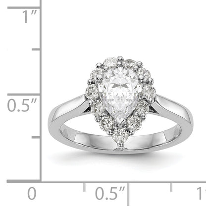 14K Weißgold Tropfen Heiligenschein Verlobung Synthetisch Diamant Ring