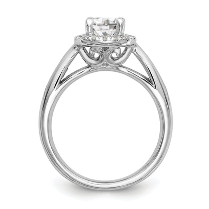 14K Weißgold Rund Heiligenschein Synthetisch Diamant Verlobungsring