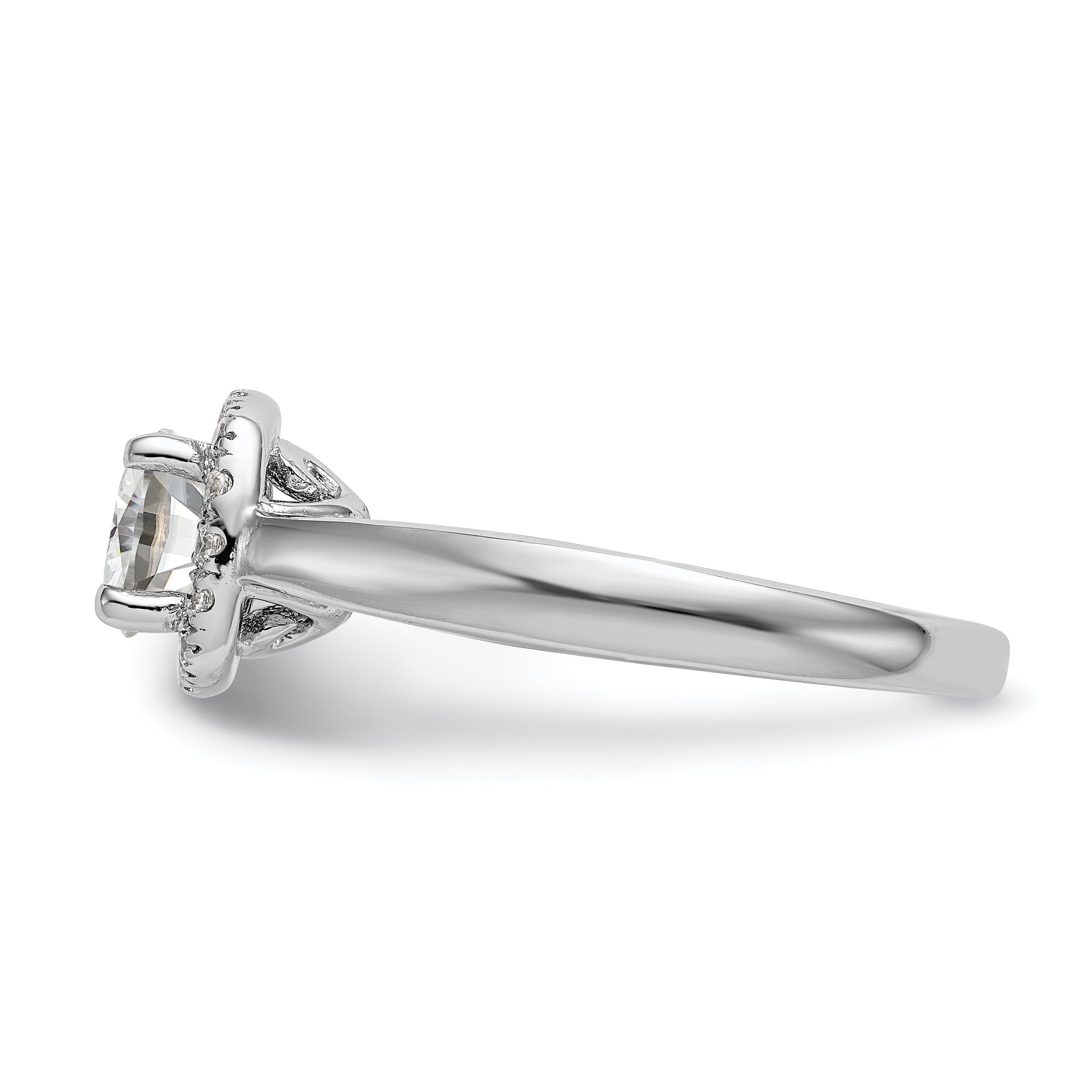 14K Weißgold Rund Heiligenschein Synthetisch Diamant Verlobungsring