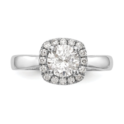 14K Weißgold Rund Heiligenschein Synthetisch Diamant Verlobungsring