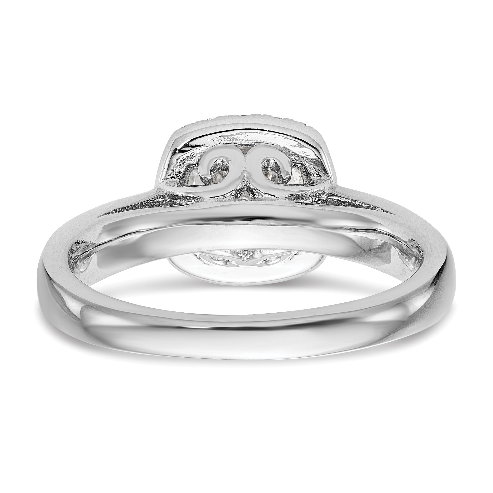 14K Weißgold Rund Heiligenschein Synthetisch Diamant Verlobungsring