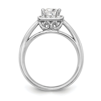 14K Weißgold Princess Heiligenschein Synthetisch Diamant Verlobungsring