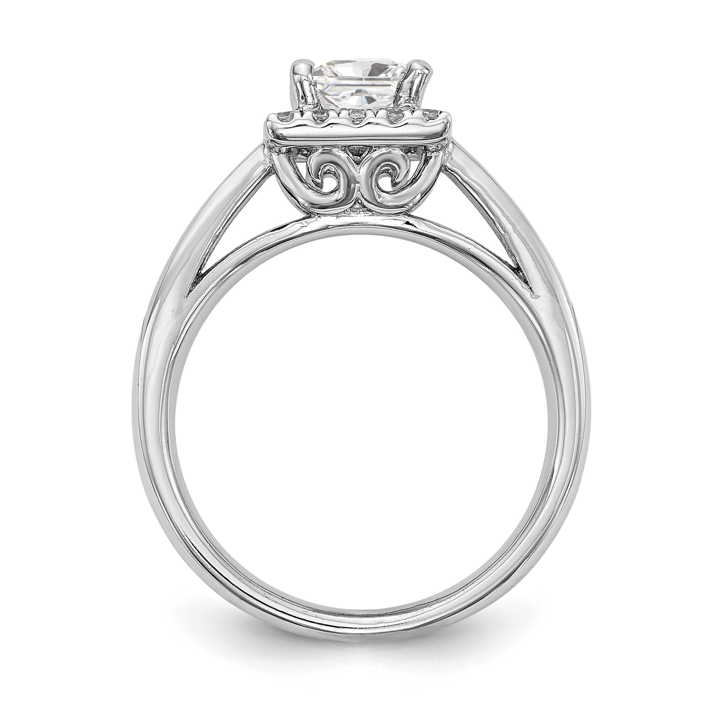 14K Weißgold Princess Heiligenschein Synthetisch Diamant Verlobungsring
