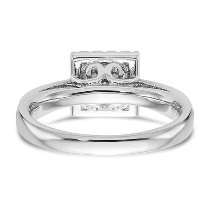 14K Weißgold Princess Heiligenschein Synthetisch Diamant Verlobungsring