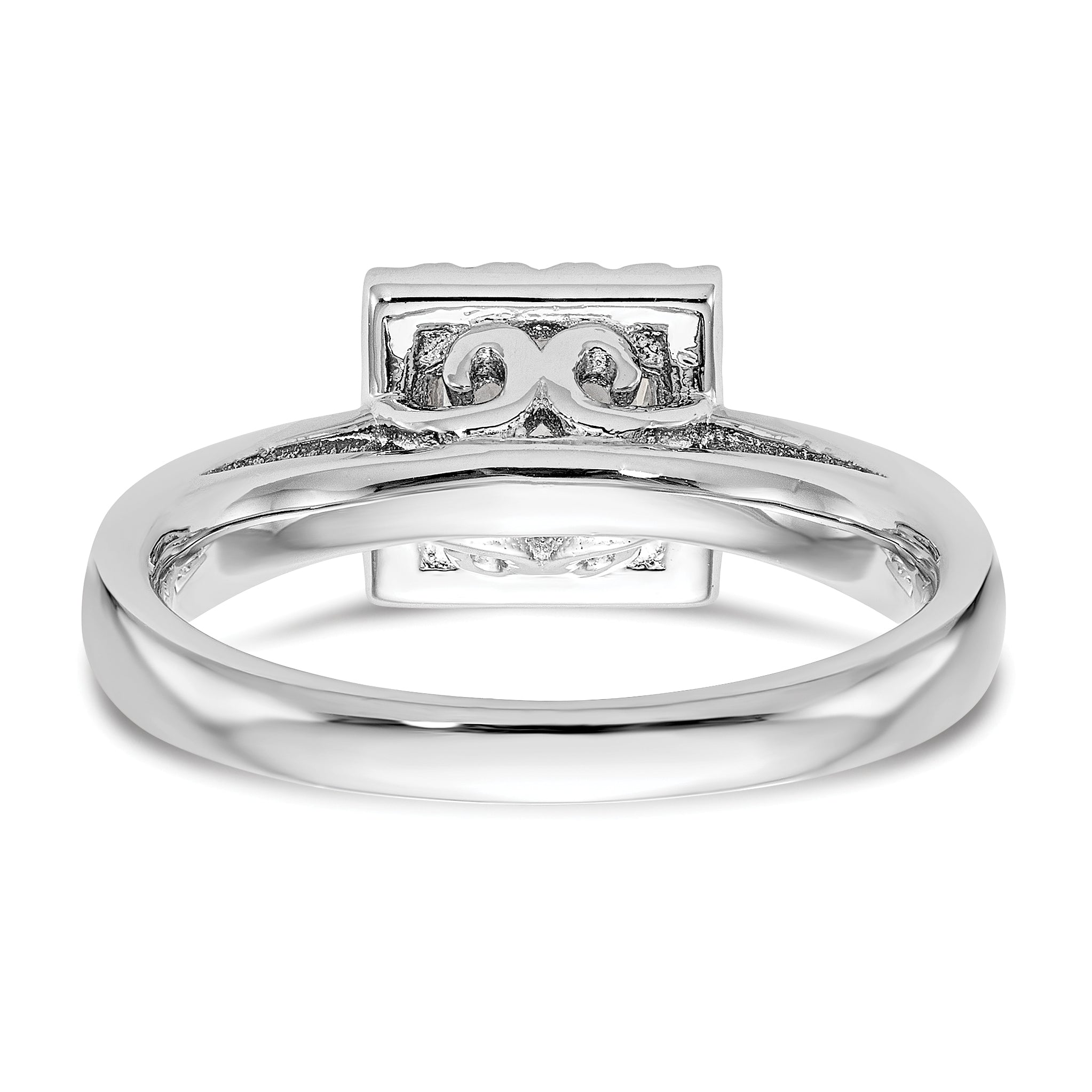 14K Weißgold Princess Heiligenschein Synthetisch Diamant Verlobungsring