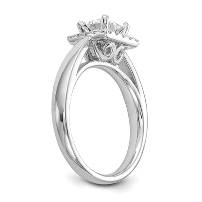 14K Weißgold Princess Heiligenschein Synthetisch Diamant Verlobungsring