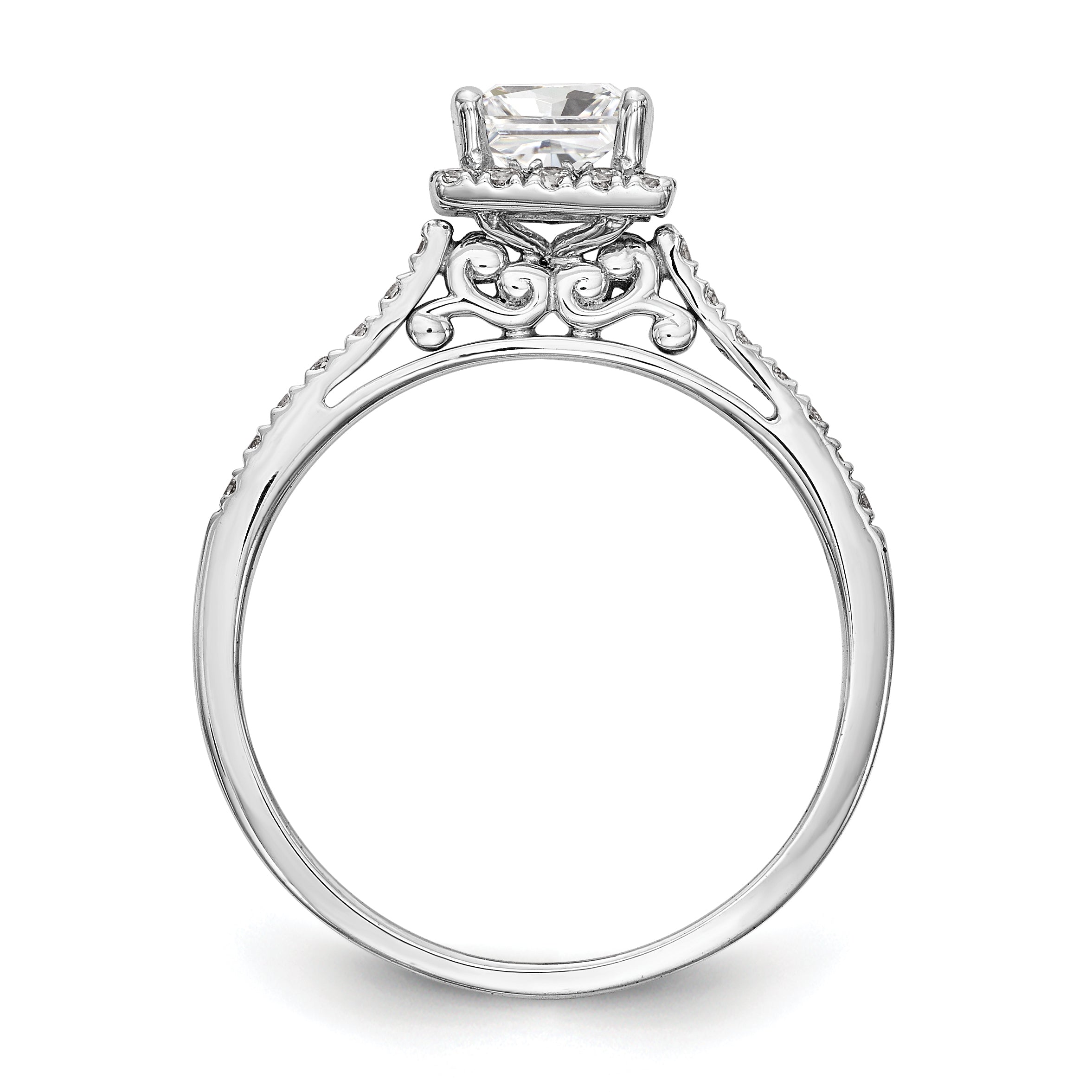 1/3 Ct. Natürlich Princess Schliff Diamant Halbfassung Verlobungsring in 14K Weißgold (center Diamant Is Not Included)