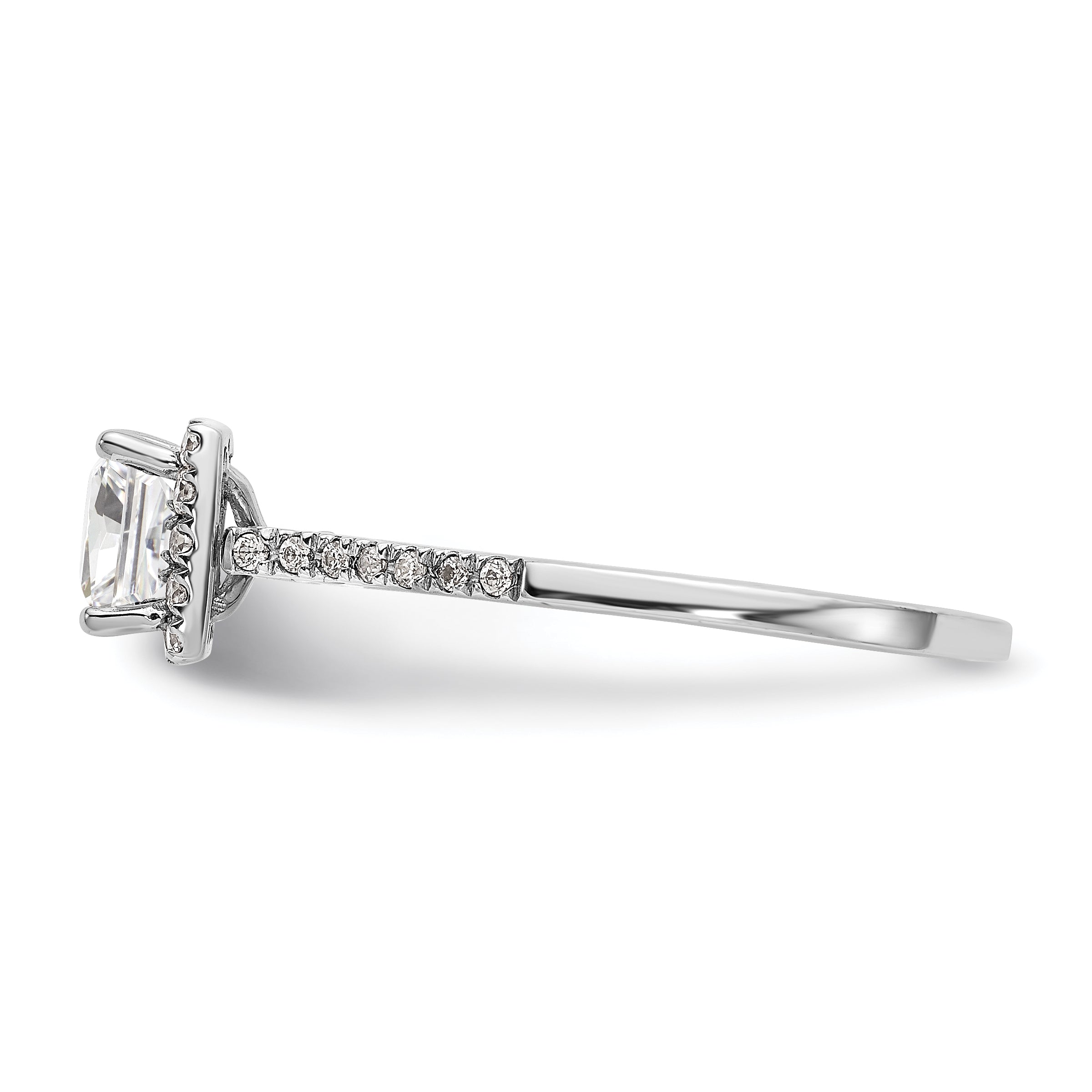 1/3 Ct. Natürlich Princess Schliff Diamant Halbfassung Verlobungsring in 14K Weißgold (center Diamant Is Not Included)