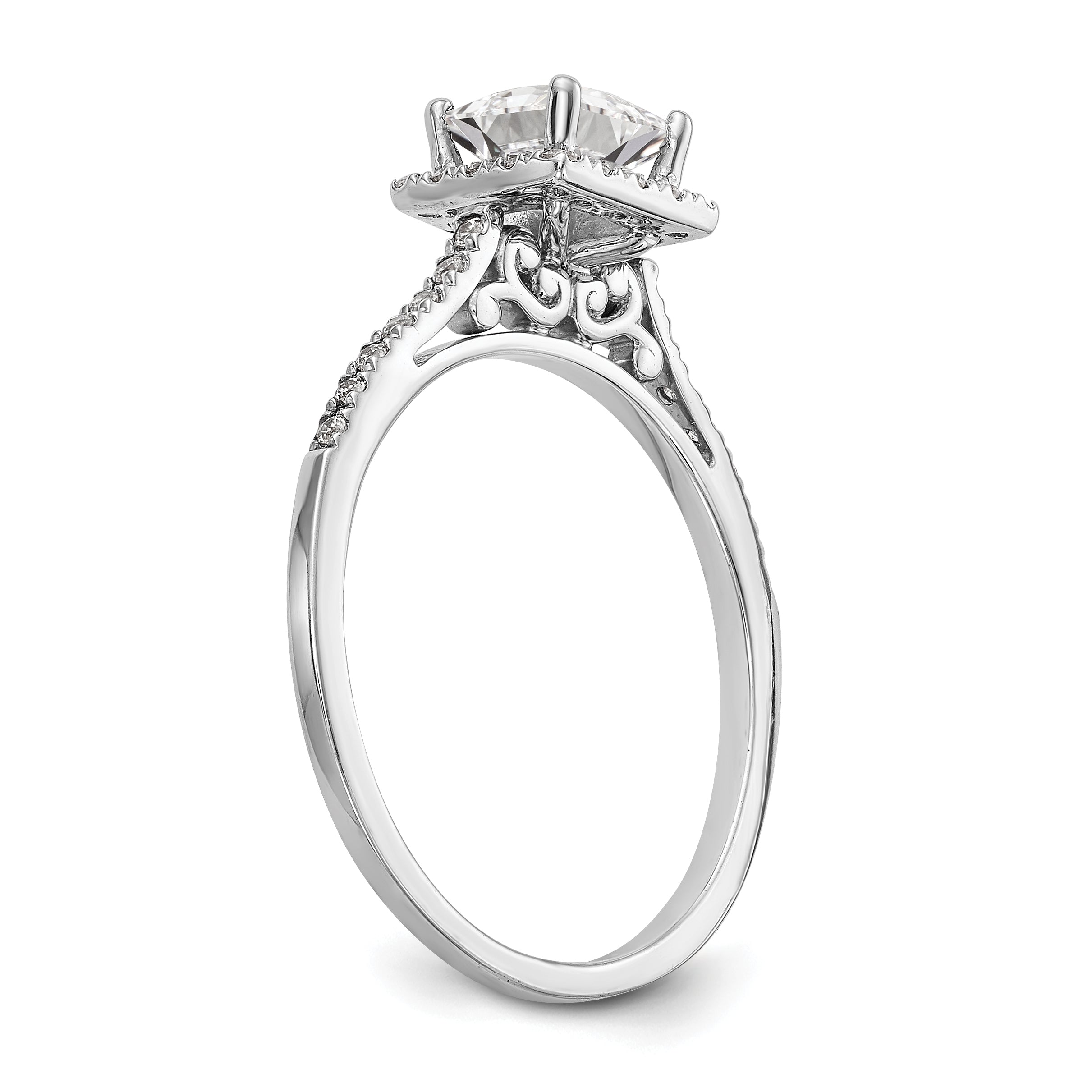 1/3 Ct. Natürlich Princess Schliff Diamant Halbfassung Verlobungsring in 14K Weißgold (center Diamant Is Not Included)
