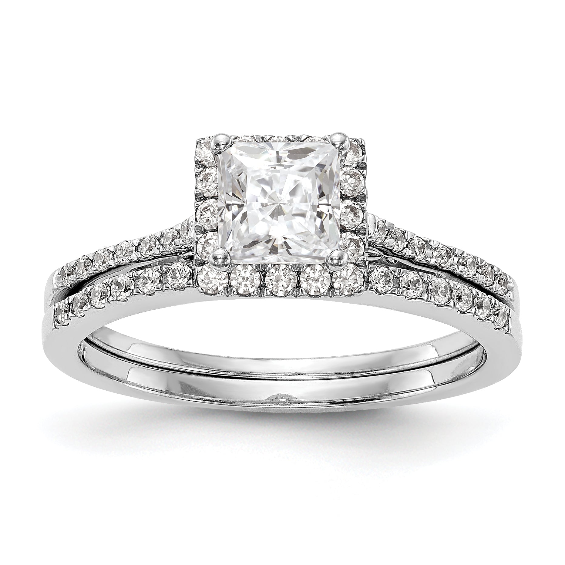 1/3 Ct. Natürlich Princess Schliff Diamant Halbfassung Verlobungsring in 14K Weißgold (center Diamant Is Not Included)