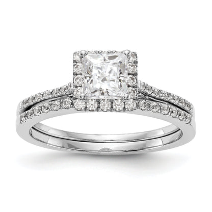 1/3 Ct. Natürlich Princess Schliff Diamant Halbfassung Verlobungsring in 14K Weißgold (center Diamant Is Not Included)