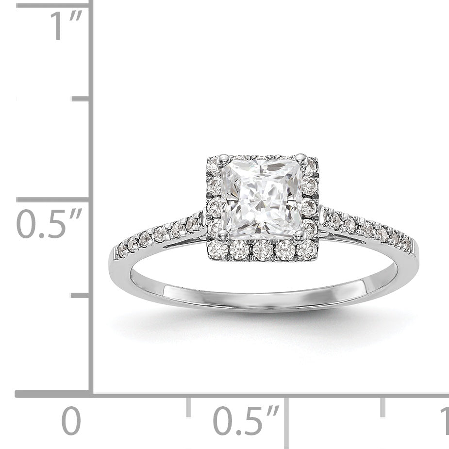 1/3 Ct. Natürlich Princess Schliff Diamant Halbfassung Verlobungsring in 14K Weißgold (center Diamant Is Not Included)