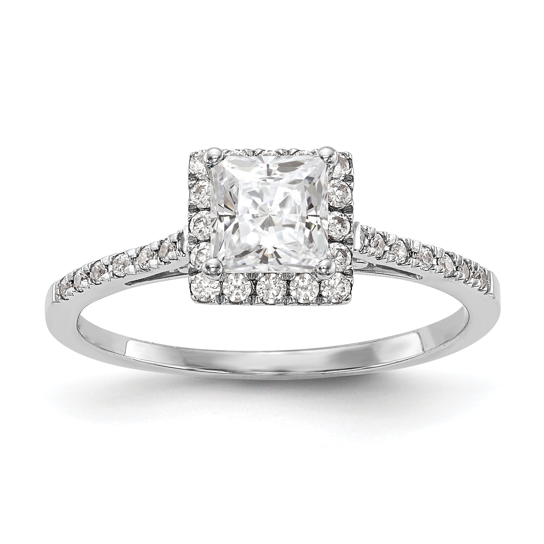 1/3 Ct. Natürlich Princess Schliff Diamant Halbfassung Verlobungsring in 14K Weißgold (center Diamant Is Not Included)