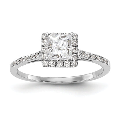 1/3 Ct. Natürlich Princess Schliff Diamant Halbfassung Verlobungsring in 14K Weißgold (center Diamant Is Not Included)