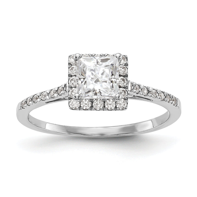 1/3 Ct. Natürlich Princess Schliff Diamant Halbfassung Verlobungsring in 14K Weißgold (center Diamant Is Not Included)