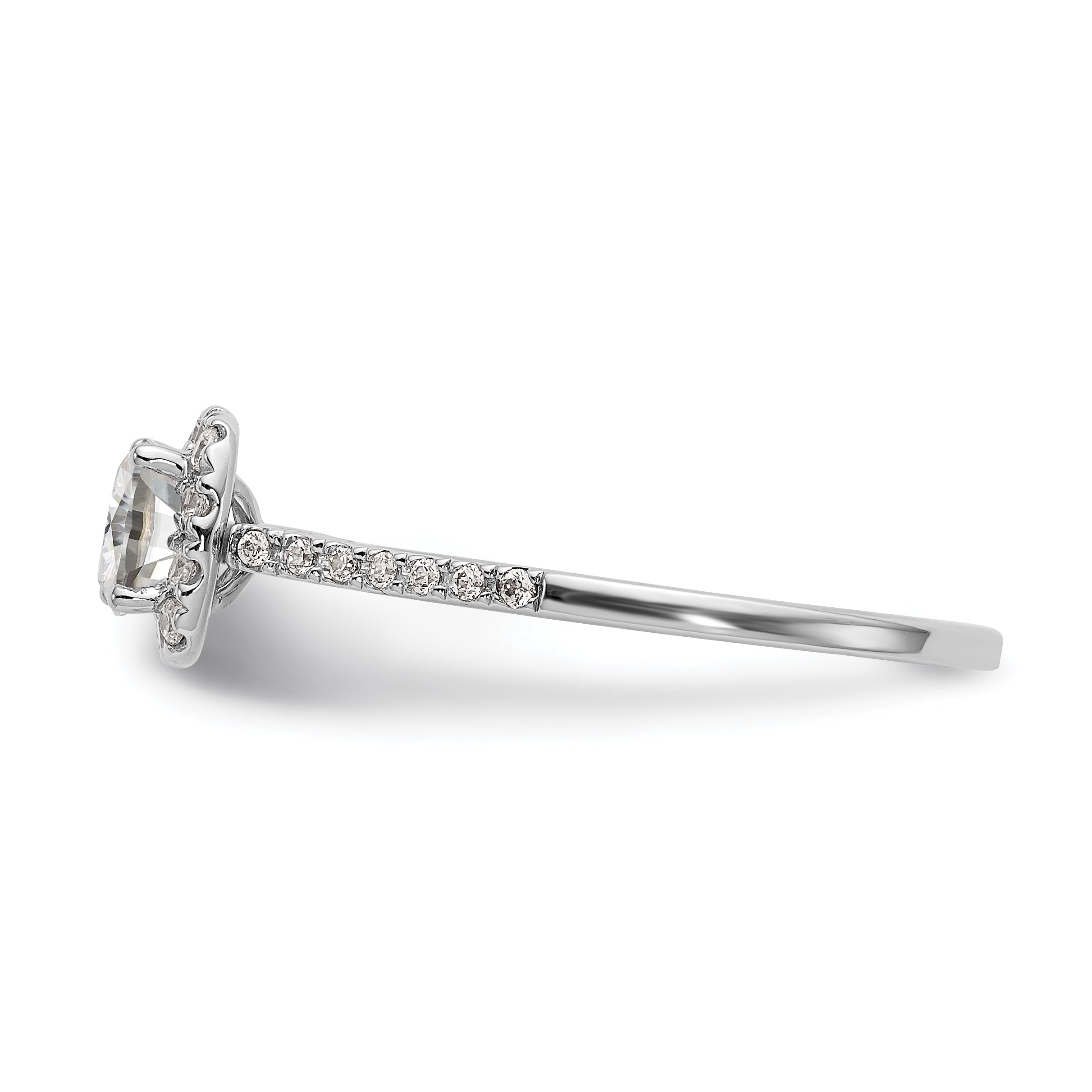 14K Bicolor Kissen Heiligenschein Synthetisch Diamant Verlobungsring