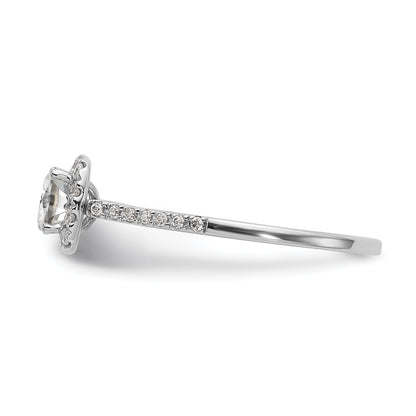 14K Bicolor Kissen Heiligenschein Synthetisch Diamant Verlobungsring