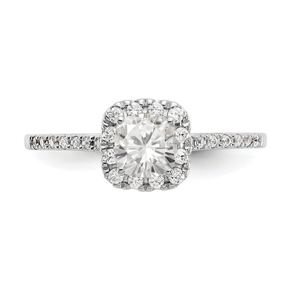 14K Bicolor Kissen Heiligenschein Synthetisch Diamant Verlobungsring